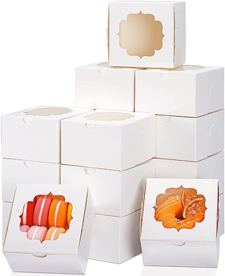 Fenêtre faite sur commande blanche de boîte de gâteau de 4 pouces pour des fraises de chocolat de sucrerie de petits gâteaux
