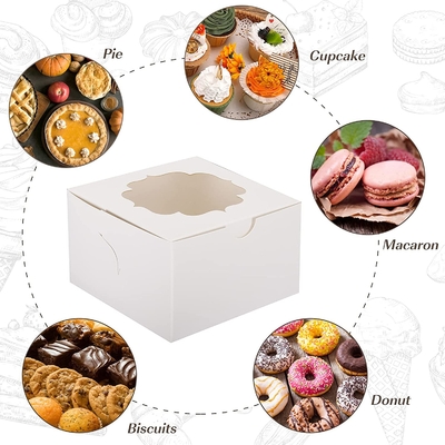 Fenêtre faite sur commande blanche de boîte de gâteau de 4 pouces pour des fraises de chocolat de sucrerie de petits gâteaux