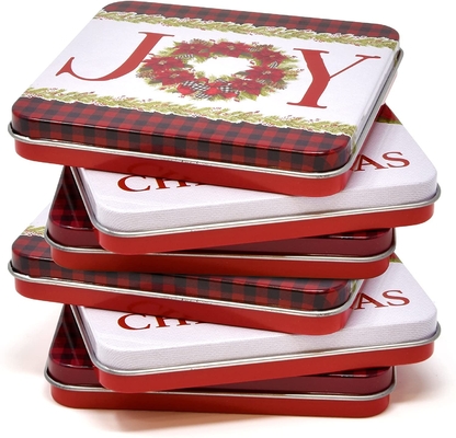 Chèque-cadeau Tin Gift Box Storage Container de Noël avec l'enveloppe de cadeaux de couvercles