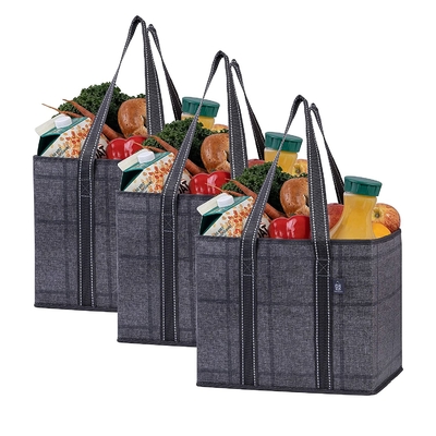 Sac d'épicerie réutilisable pliable de Tote Shopping Bag Hard Bottom
