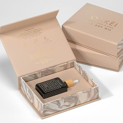 Boîte cosmétique réutilisée par papier de luxe fait sur commande d'huile essentielle d'emballage de cadeau de produits de soins de la peau de parfum de rose de logo d'impression