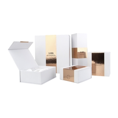 Magnétique blanc de boîte-cadeau cosmétique de luxe de carton de papier d'Eco avec le logo