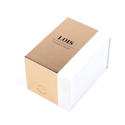 Magnétique blanc de boîte-cadeau cosmétique de luxe de carton de papier d'Eco avec le logo