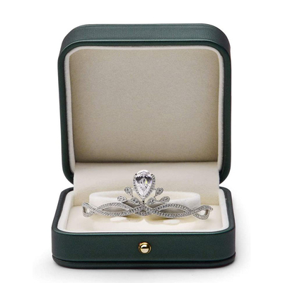 Boîte de rangement bleue en acier magnifique de Ring Leather Gift Box Jewelry
