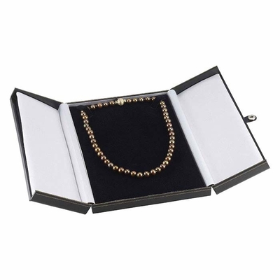 Rupture en cuir Tab Necklace Gift Box de boîte à bijoux de Faux noir