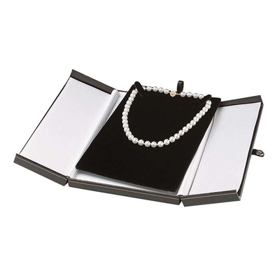 Rupture en cuir Tab Necklace Gift Box de boîte à bijoux de Faux noir