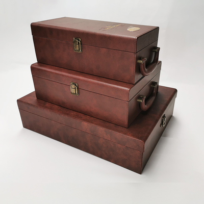 Cuir personnalisé de luxe 500ml 750ml Champagne Gift Boxes With Handle d'unité centrale