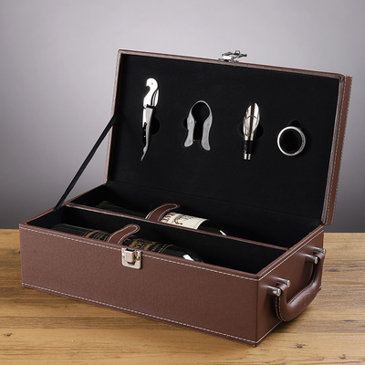 Boîte-cadeau en cuir Champagne Bottle Packaging de luxe de cadeau de vin