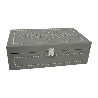 Boîte-cadeau en cuir adapté aux besoins du client de boîte en bois de décoration de rivet d'unité centrale de vin de mode de thé de chocolat de boîte classique d'emballage
