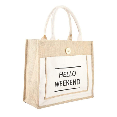 Logo adapté aux besoins du client par sac de jute de Tote Bag Eco Friendly Reusable de toile de jute de plage