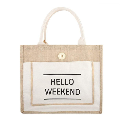 Logo adapté aux besoins du client par sac de jute de Tote Bag Eco Friendly Reusable de toile de jute de plage