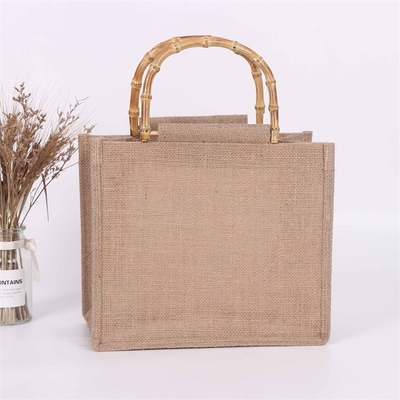 Poignée en bambou de achat réutilisable de Tote Bag Jute Tote Bag de toile de jute