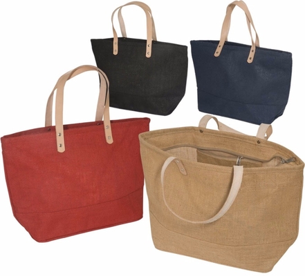 Grande toile de jute Tote Bag With Leather Handle de coton de ménage