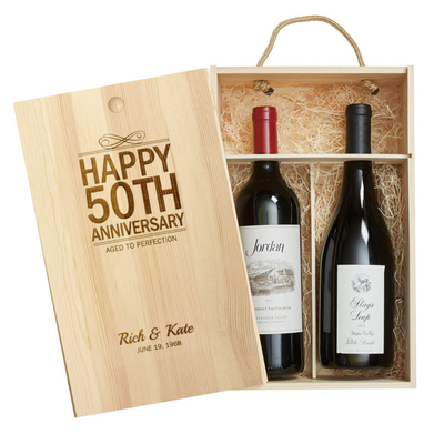 Boîte en bois à vin de 2 bouteilles avec le boîte-cadeau de panier de Noël d'unité d'entreposage en caisse de couvercle