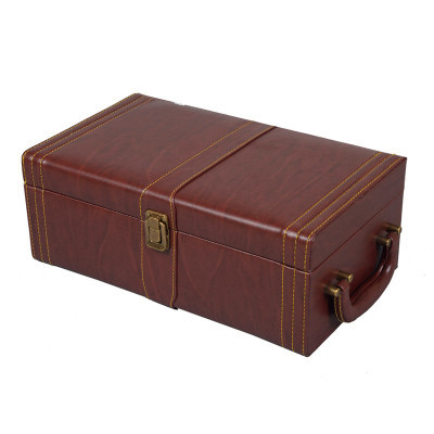 Cadeau portatif d'affaires de boîte à vin de bouteille de nouveau de style d'unité centrale grain en bois double