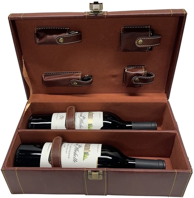 Cadeau portatif d'affaires de boîte à vin de bouteille de nouveau de style d'unité centrale grain en bois double