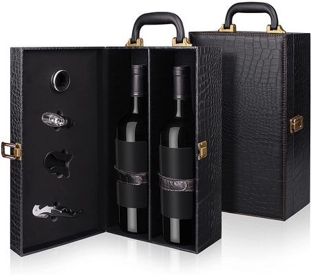 Boîte en cuir de la meilleure qualité faite main à vin avec la caisse accessoire de transporteur de vin de vin