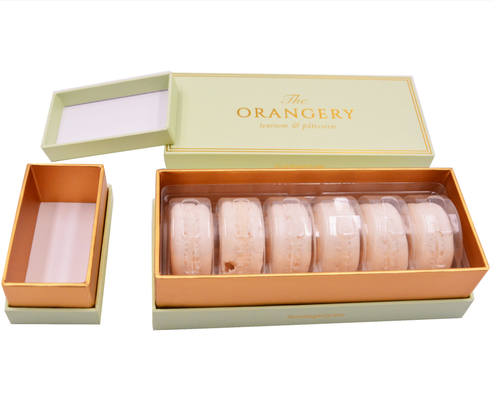 Deux morceaux faits sur commande de couvercle et luxe bas de boîte-cadeau de Macaron de carton