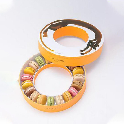 Boîte-cadeau de luxe de Macaron de rond de carton avec le plateau en plastique