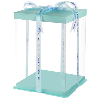 Boîte-cadeau transparent de fête d'anniversaire de gâteau de place claire blanche faite sur commande de luxe de boîte