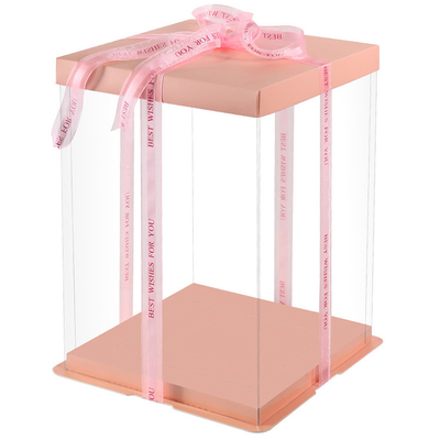 Boîte-cadeau transparent de fête d'anniversaire de gâteau de place claire blanche faite sur commande de luxe de boîte