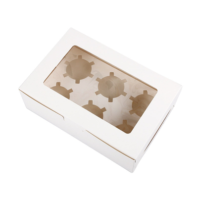 Boîte de gâteau faite sur commande de boulangerie Mini Muffin Cupcake Boxes 6 trous avec la fenêtre