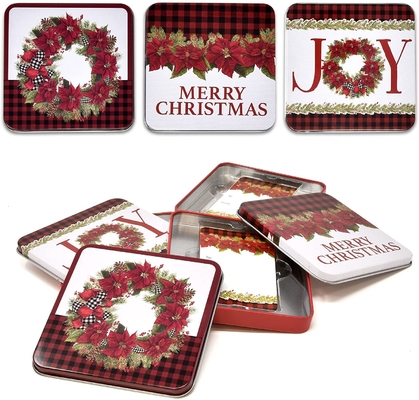 Bon prix Chèque-cadeau Tin Gift Box Storage Container de Noël avec l'enveloppe de cadeaux de couvercles en ligne
