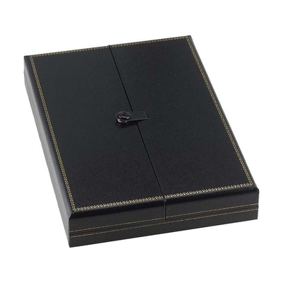 Bon prix Rupture en cuir Tab Necklace Gift Box de boîte à bijoux de Faux noir en ligne