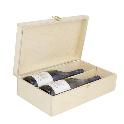 Bon prix Double transporteur incendié de couvercle articulé de boîte à vin de bouteille par poignée supérieure en bois en ligne