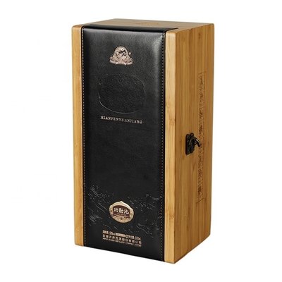 Bon prix Le vin adapté aux besoins du client ouvre le boîte-cadeau en bois en bambou naturel de vin avec le cuir d'unité centrale en ligne