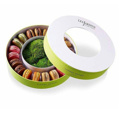 Bon prix Boîte-cadeau de luxe de Macaron de rond de carton avec le plateau en plastique en ligne